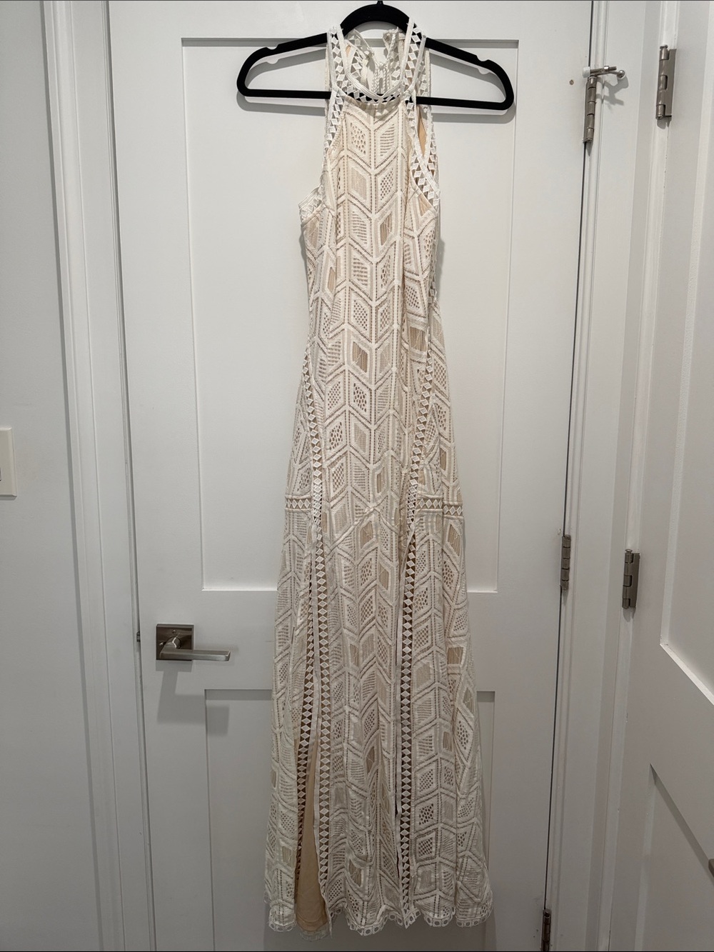 Elegant Cream Crochet Maxi Dress